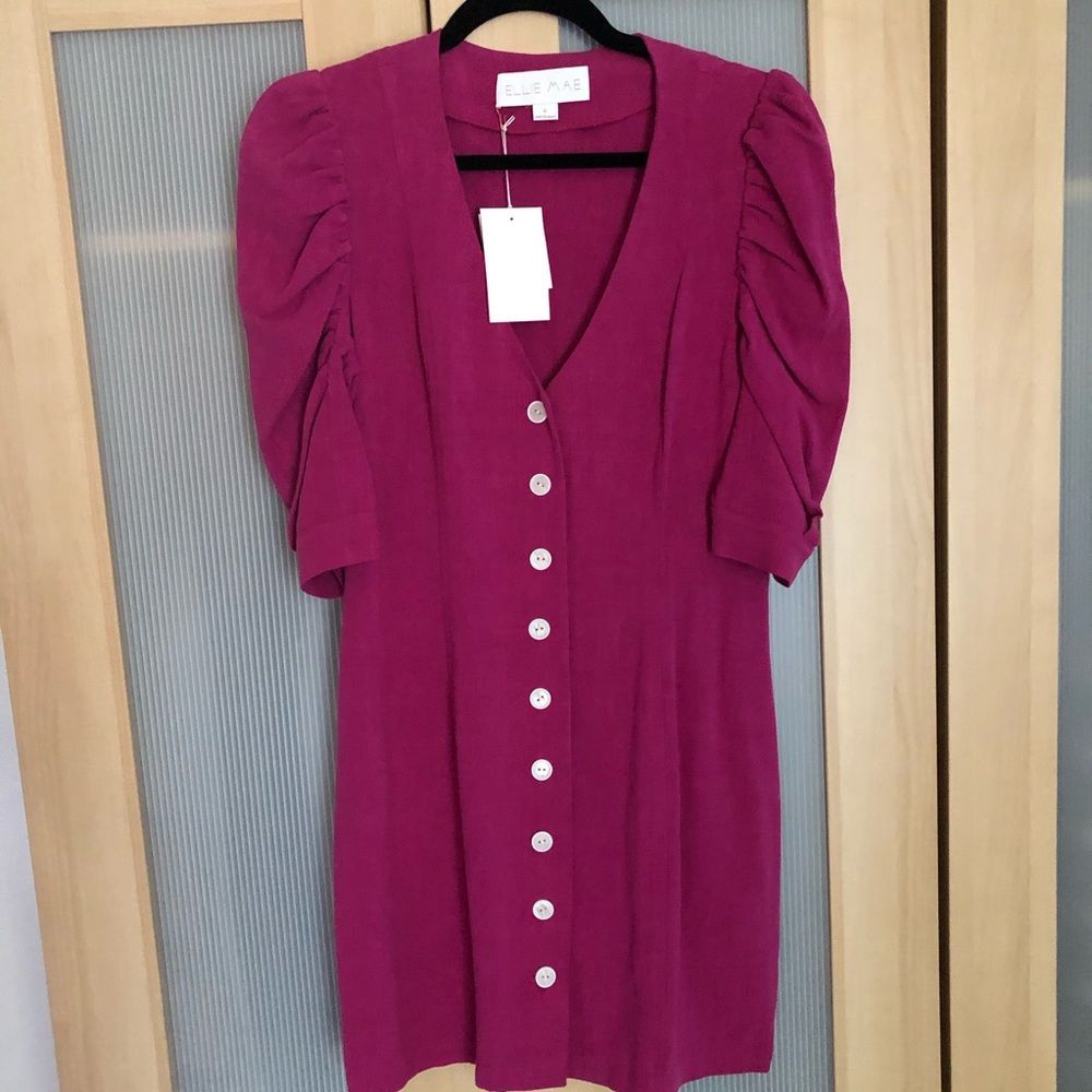 Ellie Mae Studios Fayette dress in magenta, size 4